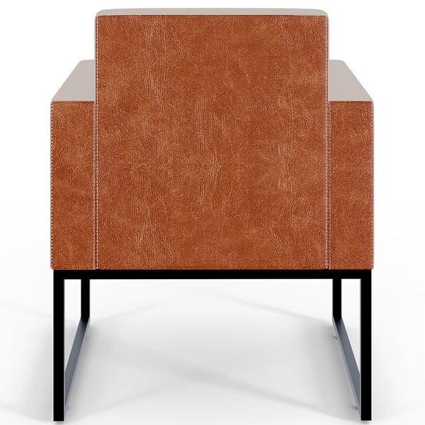 Imagem de Kit 02 Poltronas Decorativas Sala Base fixa Metal Helô L02 Linho Bege Material Sintético Camel - Lyam Decor