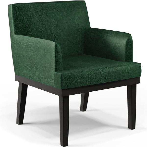 Imagem de Kit 02 Poltronas Decorativas Sala de Estar Base Preto Beatriz W01 Facto Verde Musgo - Lyam Decor