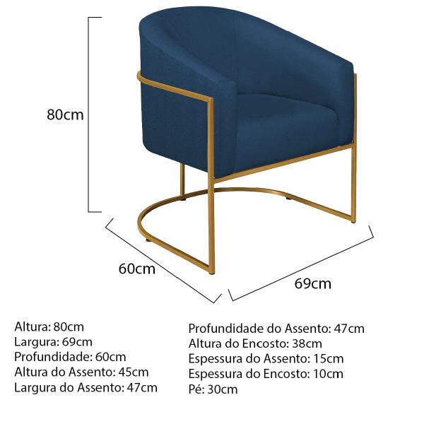 Imagem de Kit 02 Poltronas Decorativas Sala de Estar Recepção Luiza Base de Ferro Dourado Suede - ADJ Decor