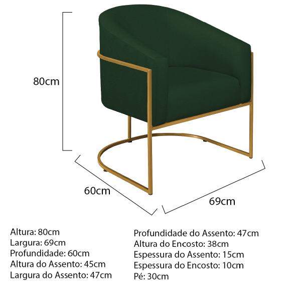 Imagem de Kit 02 Poltronas Decorativas Sala de Estar Recepção Luiza Base de Ferro Dourado Suede - Amarena Móveis