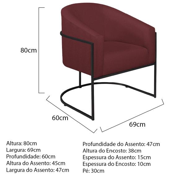 Imagem de Kit 02 Poltronas Decorativas Sala de Estar Recepção Luiza Base de Ferro Preto Suede - Amarena Móveis