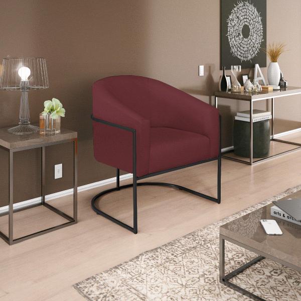 Imagem de Kit 02 Poltronas Decorativas Sala de Estar Recepção Luiza Base de Ferro Preto Suede - Amarena Móveis