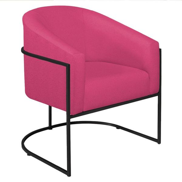 Imagem de Kit 02 Poltronas Decorativas Sala de Estar Recepção Luiza Base de Ferro Preto Suede Pink - Amarena Móveis