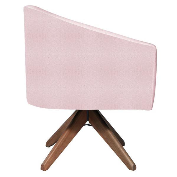 Imagem de Kit 02 Poltronas Decorativas Sala de Estar Recepção Luiza Base Giratória de Madeira Suede Rosa Bebê - Amarena Móveis