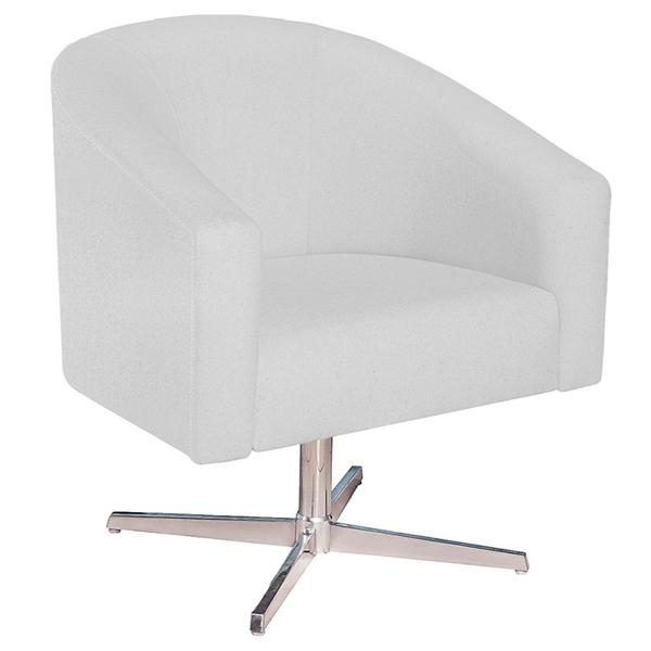 Imagem de Kit 02 Poltronas Decorativas Sala de Estar Recepção Luiza Base Giratória de Metal Suede Branco - Amarena Móveis