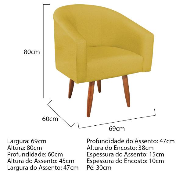 Imagem de Kit 02 Poltronas Decorativas Sala de Estar Recepção Luiza Pés Palito Suede - ADJ Decor