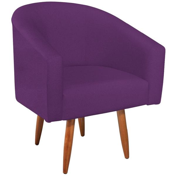 Imagem de Kit 02 Poltronas Decorativas Sala de Estar Recepção Luiza Pés Palito Suede Roxo - Amarena Móveis