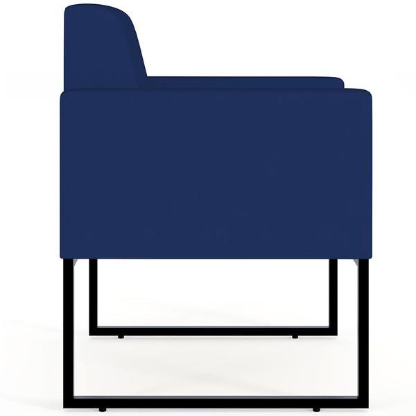 Imagem de Kit 02 Poltronas Decorativas Sala Recepção Base Fixa Metal Helô L02 Suede Azul Marinho - Lyam Decor