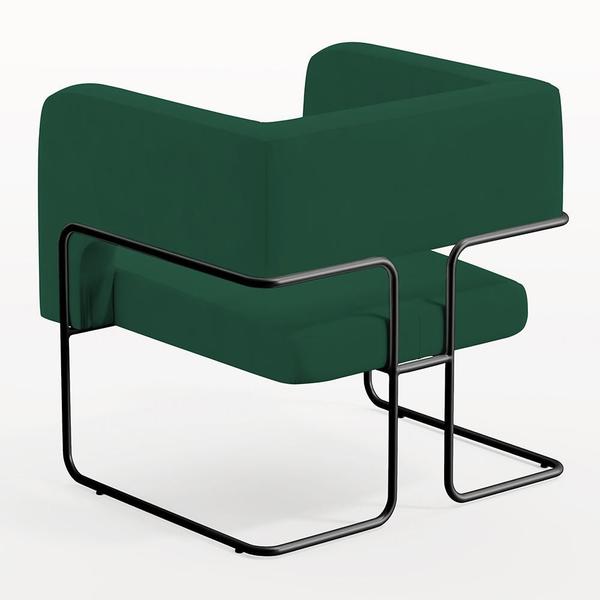 Imagem de Kit 02 Poltronas Decorativas Scarlett D02 Base de Aço Preto Veludo Verde C-303 - Lyam Decor