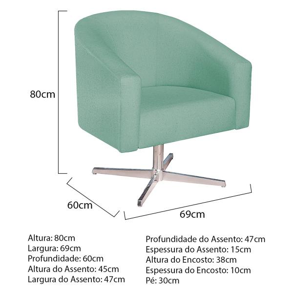 Imagem de Kit 02 Poltronas DecorativasSala de Estar Recepção Luiza Base Giratória de Metal Suede - Doce Sonho Móveis