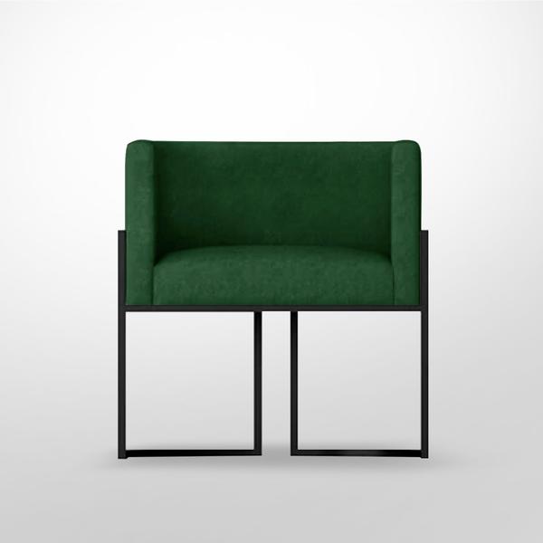 Imagem de Kit 02 Poltronas Decorativo Luna Verde - Base Ferro Preto