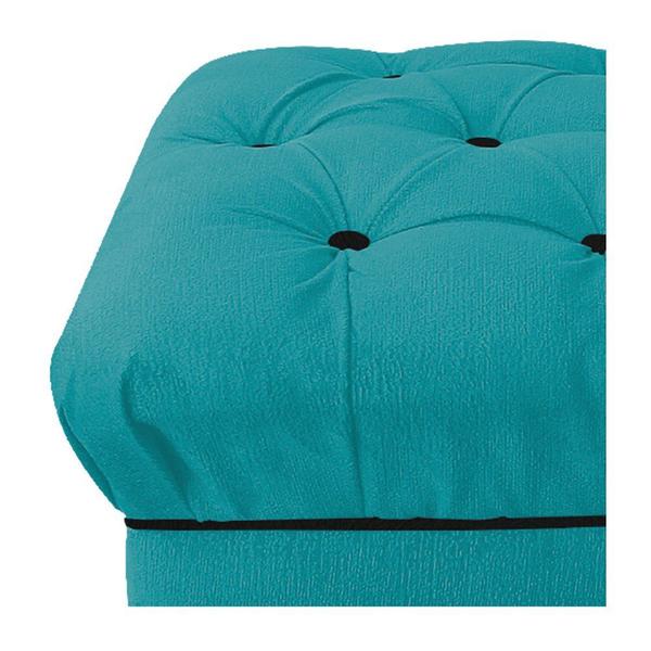 Imagem de Kit 02 Poltronas e 01 Puff Mariana Base Giratória de Madeira Suede Azul Turquesa - Amarena Móveis