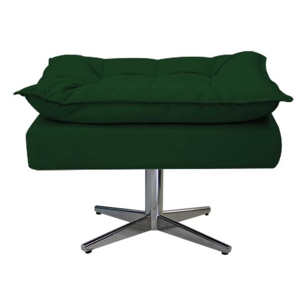 Imagem de Kit 02 Poltronas e Puff Opala Base Giratória de Metal Suede Verde - DAMAFFÊ MÓVEIS