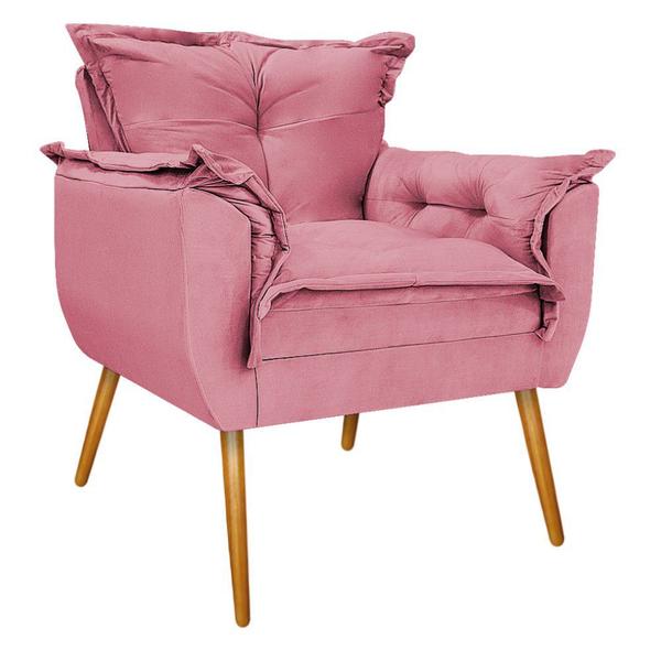 Imagem de Kit 02 Poltronas e Puff Opala Palito Mel Suede Rosa Bebê - DAMAFFÊ MÓVEIS