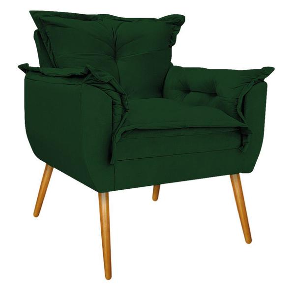 Imagem de Kit 02 Poltronas e Puff Zatti Palito Mel Sala de Estar Quarto Suede Verde - DAMAFFÊ MÓVEIS