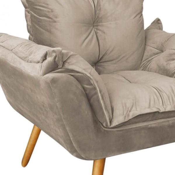 Imagem de Kit 02 Poltronas Fatte Confort Decorativa Recepção Salão de Beleza Sala Suede Cappuccino Claro - Ahazzo Móveis