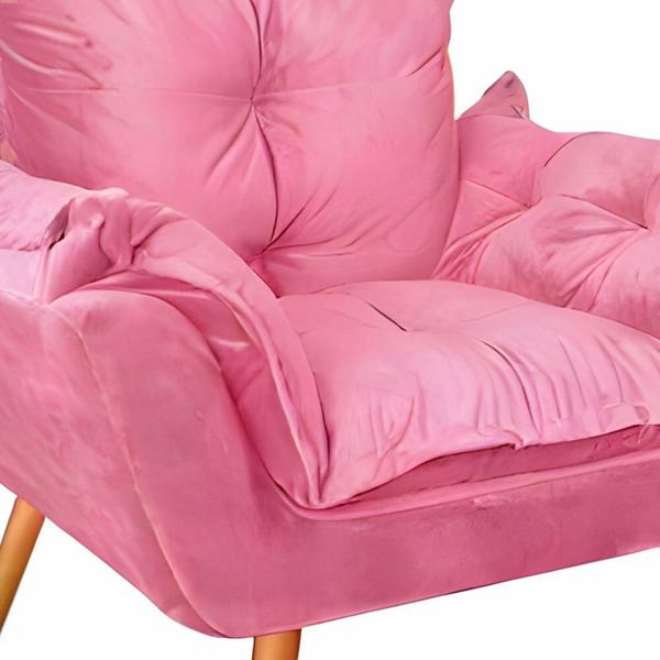 Imagem de Kit 02 Poltronas Fatte Confort Decorativa Recepção Salão de Beleza Sala Suede Rosa - Ahazzo Móveis