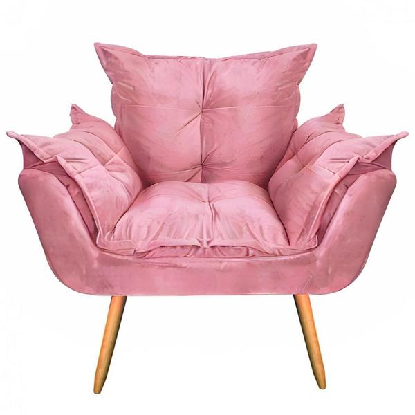 Imagem de Kit 02 Poltronas Fatte Confort Escritório Quarto Sala de Estar Suede Rosa Bebê - Ahazzo Móveis