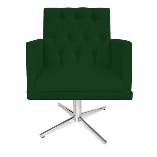 Imagem de kit 02 Poltronas Fernanda Base Giratória de Metal Suede Verde - DAMAFFÊ MÓVEIS