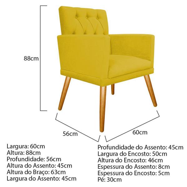 Imagem de kit 02 Poltronas Fernanda Palito Mel Suede Amarelo - DAMAFFÊ MÓVEIS