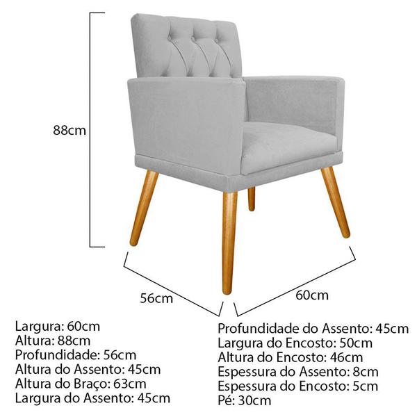 Imagem de kit 02 Poltronas Fernanda Palito Mel Suede Cinza - DAMAFFÊ MÓVEIS