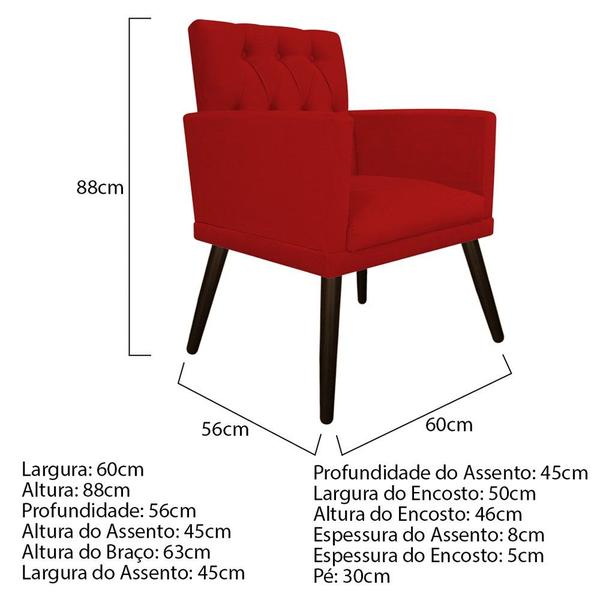 Imagem de kit 02 Poltronas Fernanda Palito Tabaco Suede Vermelho - KDAcanto Móveis