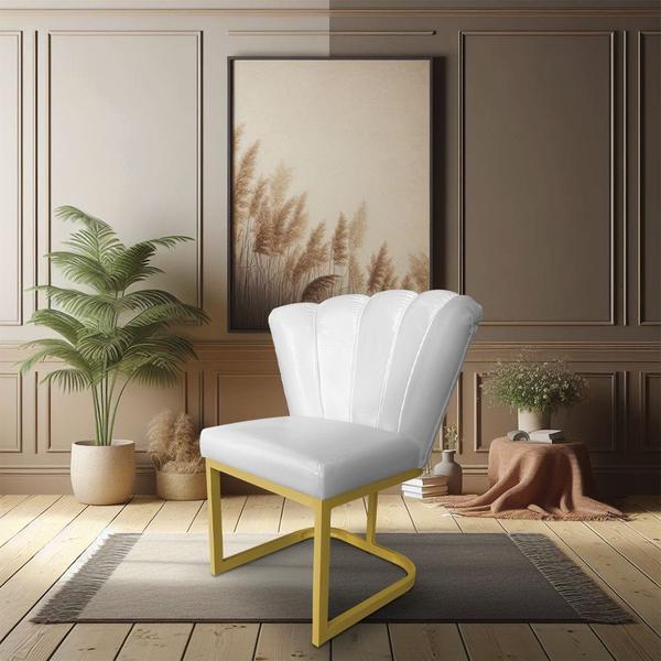 Imagem de Kit 02 Poltronas Flor Corano Base Metálica Industrial Dourado - Pallazio