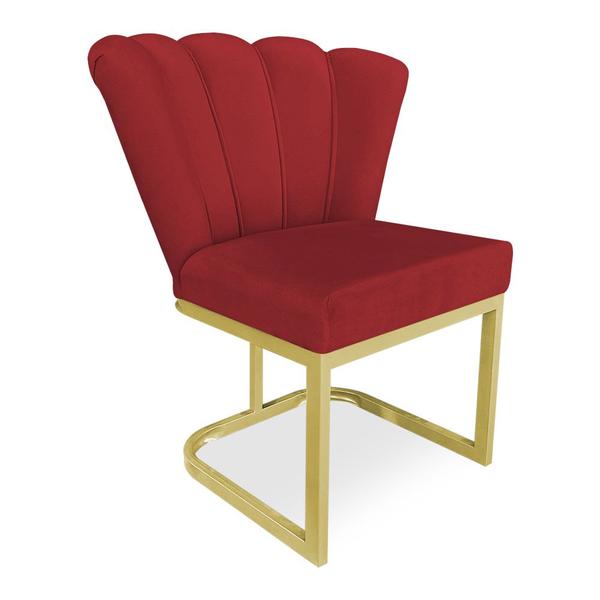 Imagem de Kit 02 Poltronas Flor Veludo Base Metálica Industrial Dourado - Pallazio