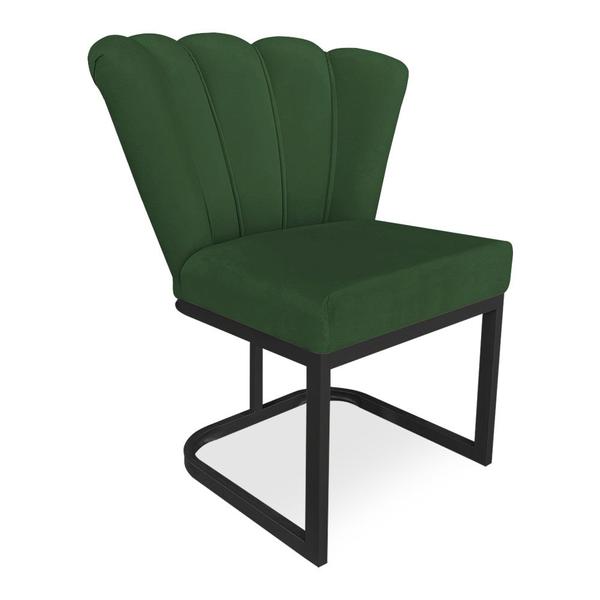 Imagem de Kit 02 Poltronas Flor Veludo Verde Base Metálica Industrial Preto - Pallazio