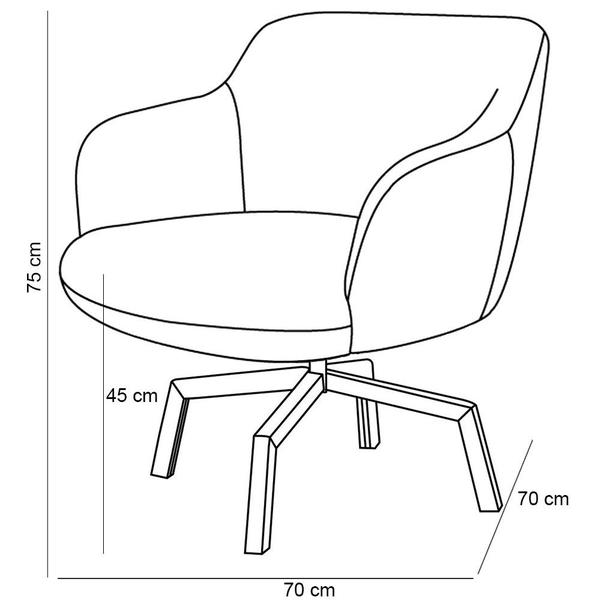 Imagem de Kit 02 Poltronas Giratória Base Ka Jade D02 Linho Cinza D-315 Tressê Corano Preto - Lyam Decor