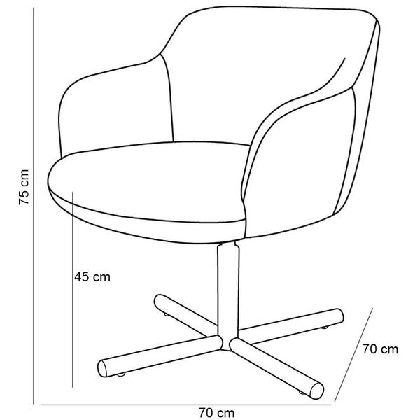 Imagem de Kit 02 Poltronas Giratória Base X Jade D02 Linho Cinza C-416 Tressê Corano Preto - Lyam Decor