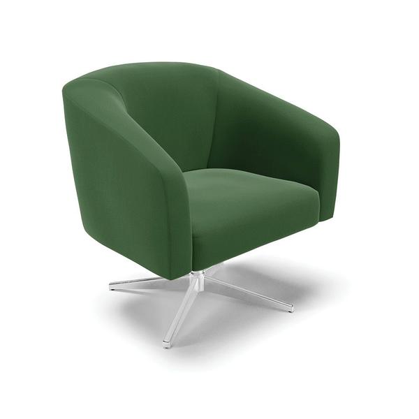 Imagem de Kit 02 Poltronas Giratória Stella Suede Verde Base Cromada - D'Rossi