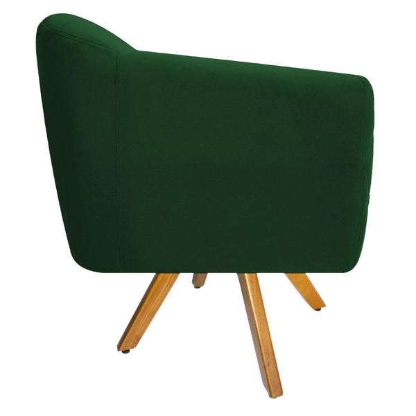 Imagem de Kit 02 Poltronas Grazi Base Giratória de Madeira Suede Verde - Amarena Móveis