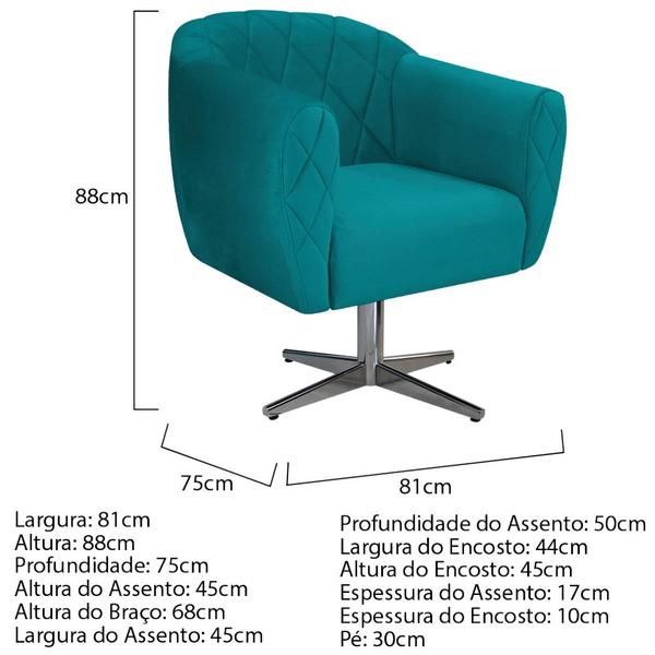 Imagem de Kit 02 Poltronas Grazi Base Giratória de Metal Suede - Amarena Móveis