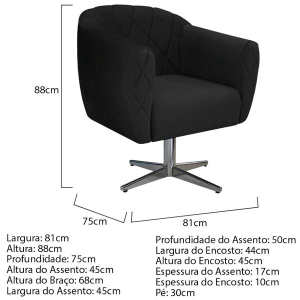 Imagem de Kit 02 Poltronas Grazi Base Giratória de Metal Suede - Amarena Móveis