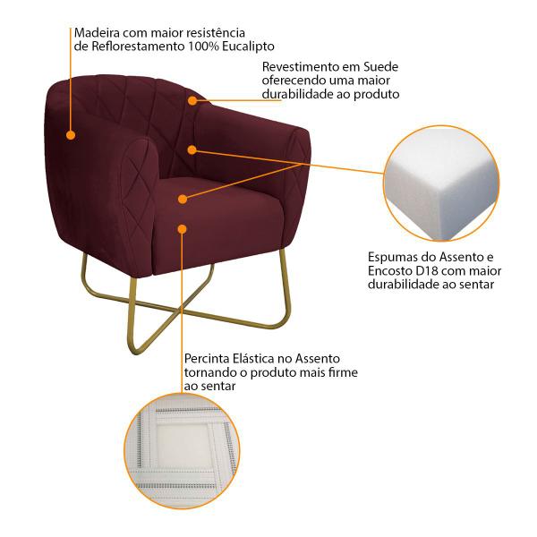 Imagem de Kit 02 Poltronas Grazi Base X Dourada Suede - ADJ Decor