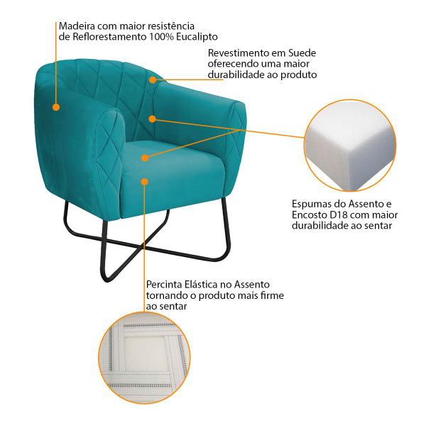 Imagem de Kit 02 Poltronas Grazi Base X Preta Suede - ADJ Decor