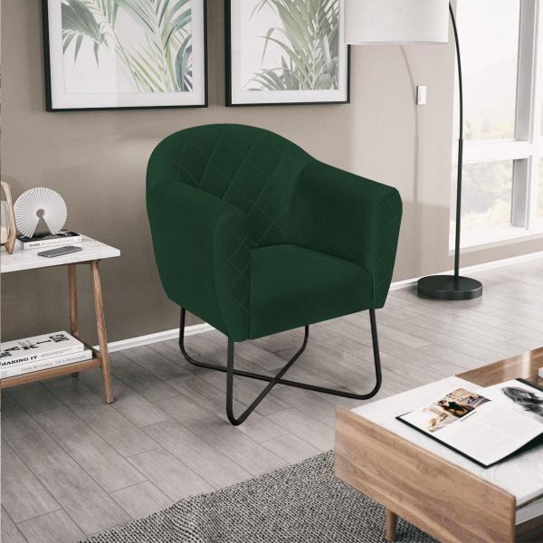 Imagem de Kit 02 Poltronas Grazi Base X Preta Suede - ADJ Decor