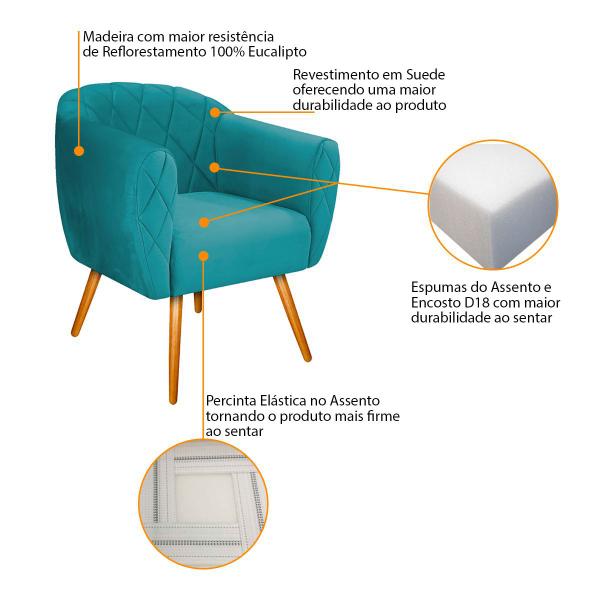 Imagem de Kit 02 Poltronas Grazi Pés Palito Suede - ADJ Decor