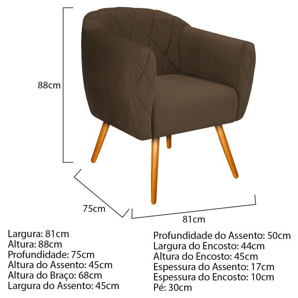 Imagem de Kit 02 Poltronas Grazi Pés Palito Suede - ADJ Decor