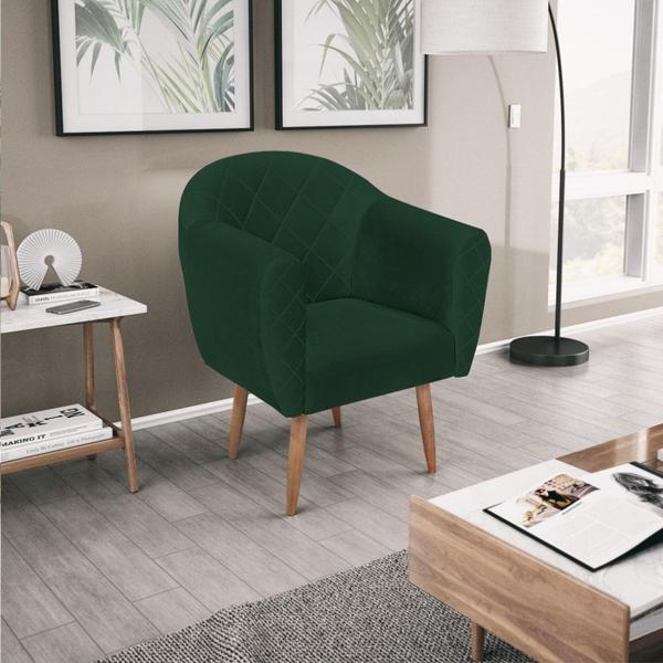 Imagem de Kit 02 Poltronas Grazi Pés Palito Suede Verde - Amarena Móveis