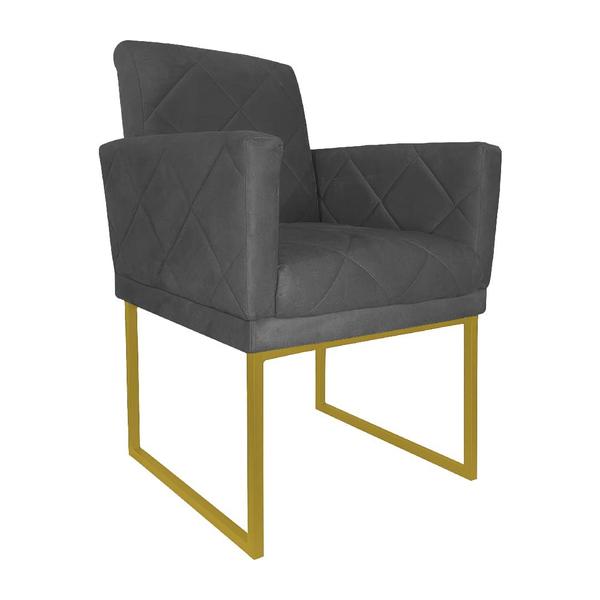 Imagem de Kit 02 Poltronas Klara Decorativa Base Ferro Dourado Suede - Estopar