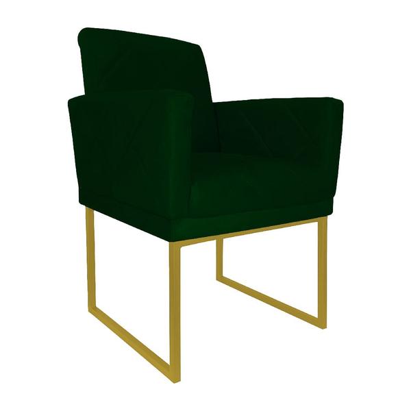 Imagem de Kit 02 Poltronas Klara Decorativa Base Ferro Dourado Suede - Estopar