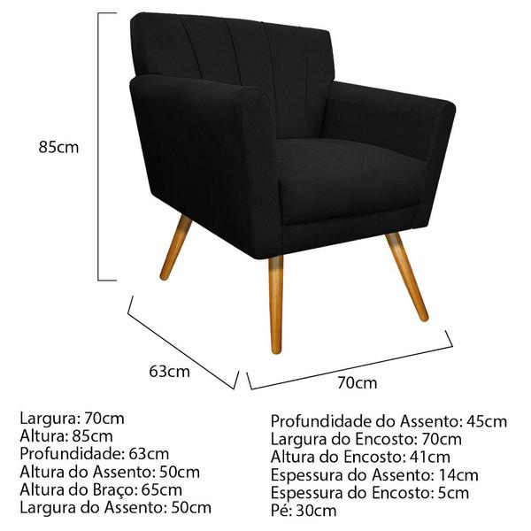 Imagem de kit 02 Poltronas Laura Palito Mel Suede Preto - Doce Sonho Móveis