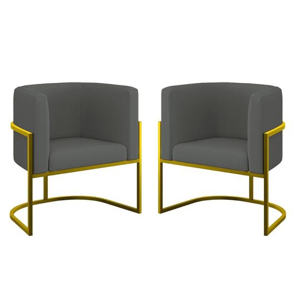 Imagem de Kit 02 Poltronas Lua Sala Decorativa Base Ferro Gold Veludo