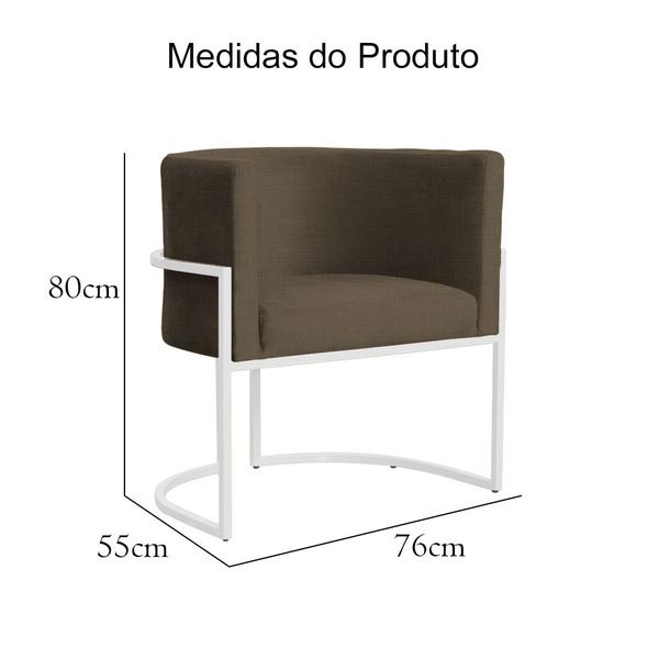 Imagem de Kit 02 Poltronas Luana Base Branca Linho Cores - DS Estofados