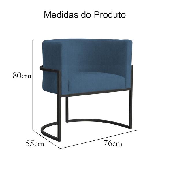 Imagem de Kit 02 Poltronas Luana Base Preta Suede Cores - DS Estofados