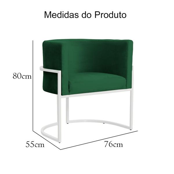 Imagem de Kit 02 Poltronas Luana Luxo Base Branca Veludo Cores - DS Estofados