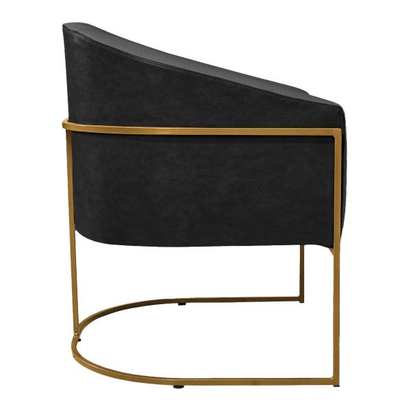 Imagem de Kit 02 Poltronas Luiza Base de Ferro Dourado Factor Preto e Linho - ADJ Decor