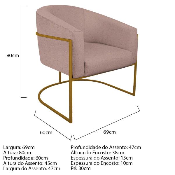 Imagem de Kit 02 Poltronas Luiza Base de Ferro Dourado Linho - Amarena Móveis